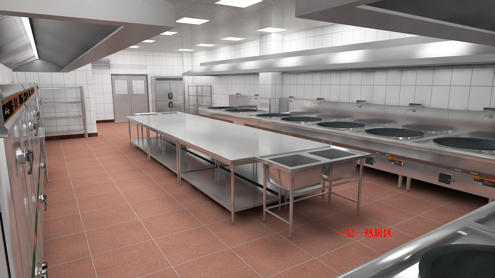 现代后厨厨房3D模型下载_3dmax现代后厨厨房模型编号561125676-智鸥网